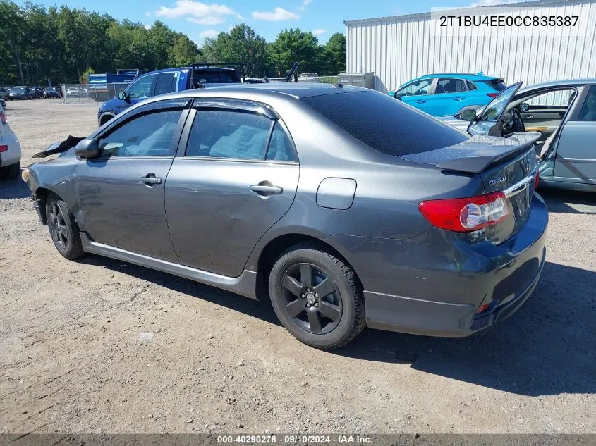 2012 Toyota Corolla S VIN: 2T1BU4EE0CC835387 Lot: 40290278