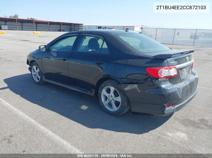 2012 Toyota Corolla S VIN: 2T1BU4EE2CC872103 Lot: 40293138