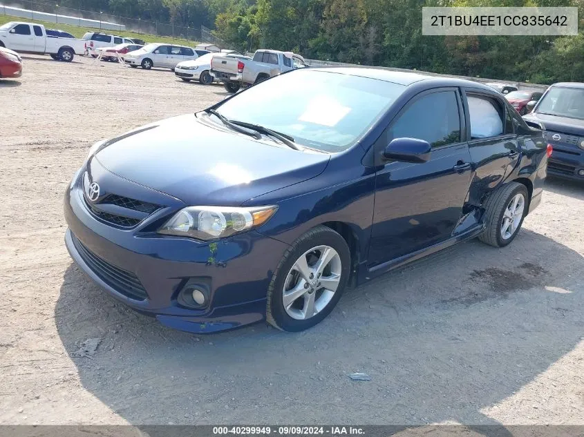 2012 Toyota Corolla S VIN: 2T1BU4EE1CC835642 Lot: 40299949