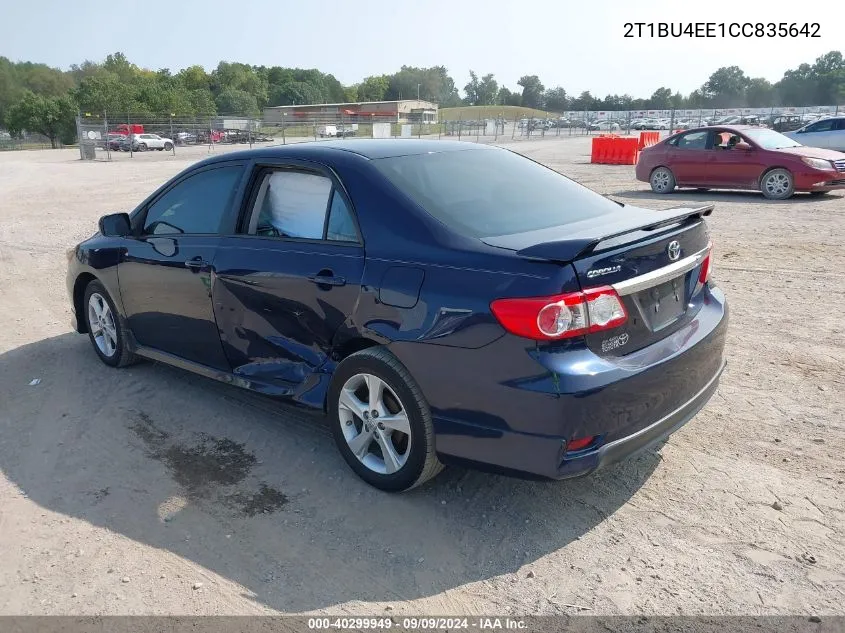 2012 Toyota Corolla S VIN: 2T1BU4EE1CC835642 Lot: 40299949