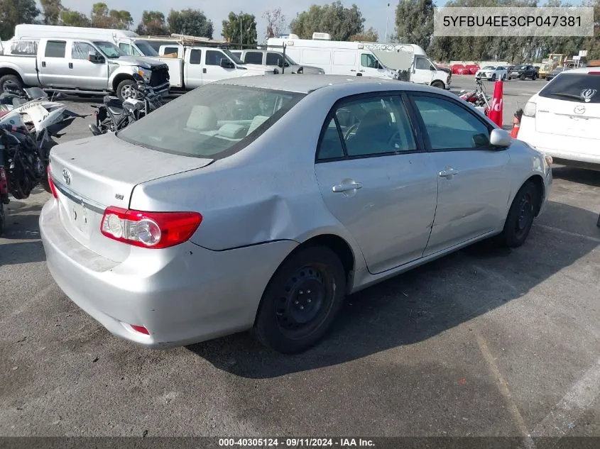 5YFBU4EE3CP047381 2012 Toyota Corolla Le