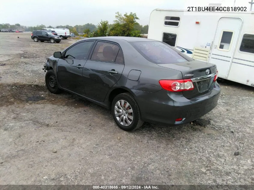 2012 Toyota Corolla S/Le VIN: 2T1BU4EE4CC818902 Lot: 40318685