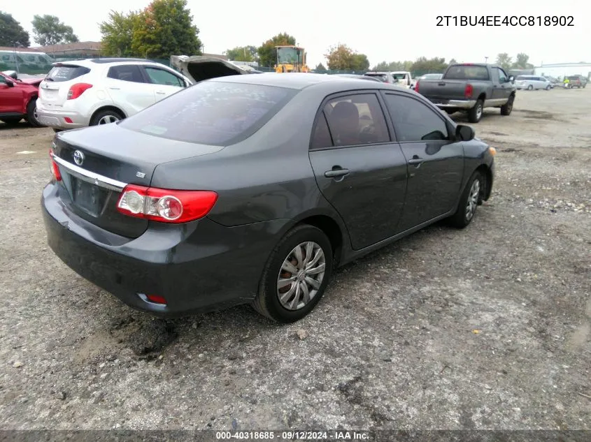 2012 Toyota Corolla S/Le VIN: 2T1BU4EE4CC818902 Lot: 40318685