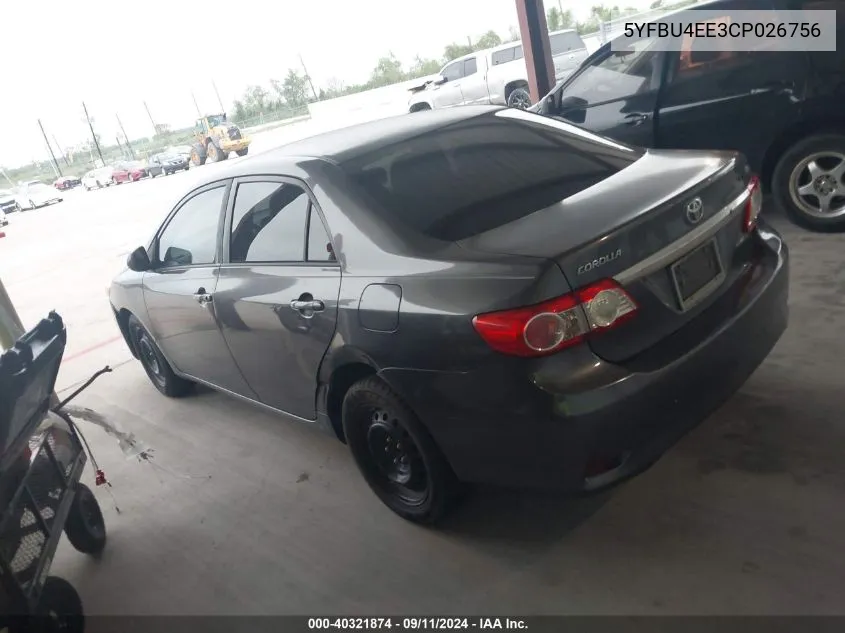 5YFBU4EE3CP026756 2012 Toyota Corolla Le