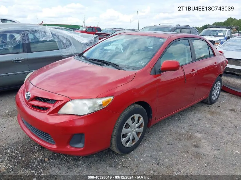 2012 Toyota Corolla VIN: 2T1BU4EE13C743039 Lot: 40326019