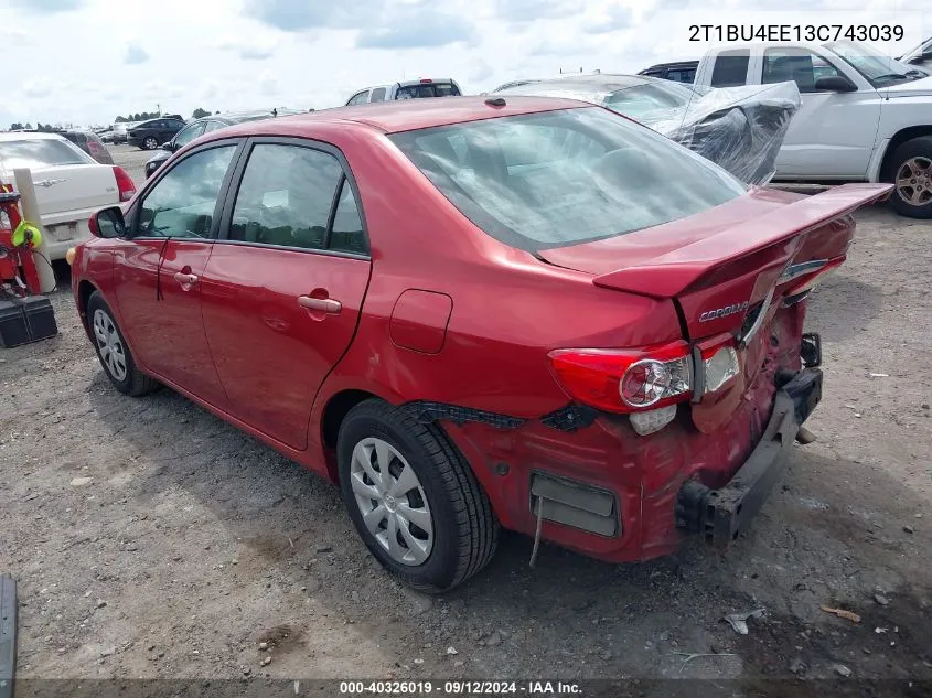 2012 Toyota Corolla VIN: 2T1BU4EE13C743039 Lot: 40326019