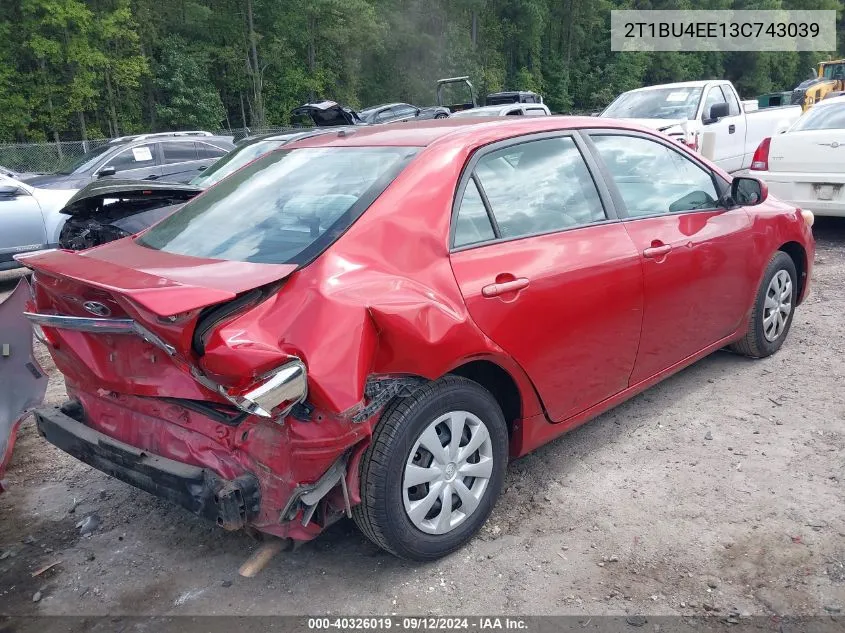 2012 Toyota Corolla VIN: 2T1BU4EE13C743039 Lot: 40326019