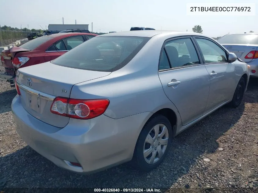 2012 Toyota Corolla S/Le VIN: 2T1BU4EE0CC776972 Lot: 40326840