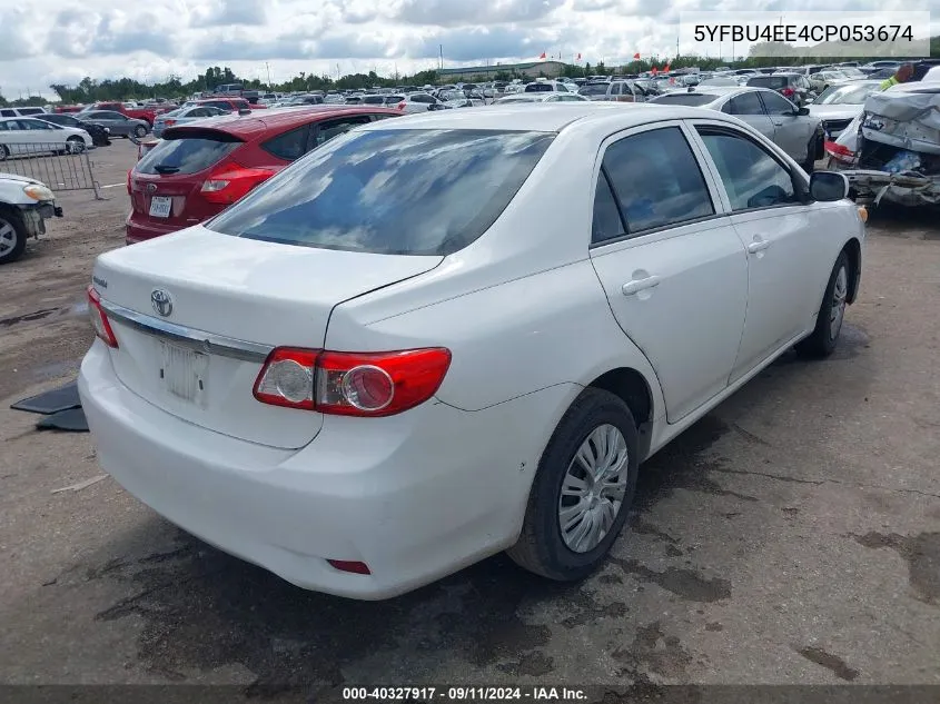 2012 Toyota Corolla L VIN: 5YFBU4EE4CP053674 Lot: 40327917