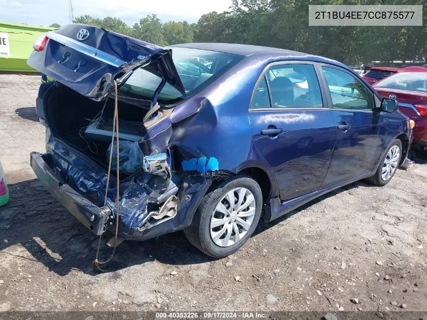 2012 Toyota Corolla Le VIN: 2T1BU4EE7CC875577 Lot: 40353226