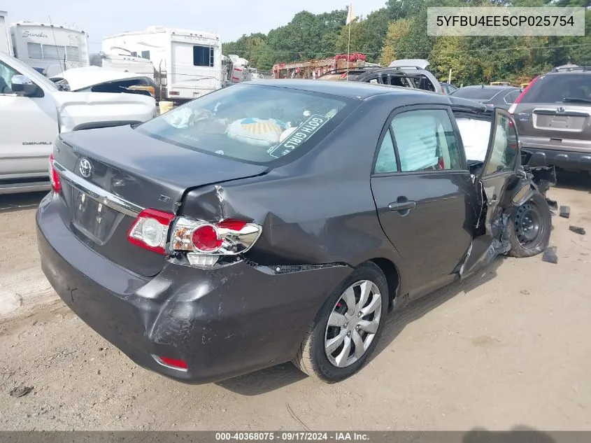 2012 Toyota Corolla Le VIN: 5YFBU4EE5CP025754 Lot: 40368075