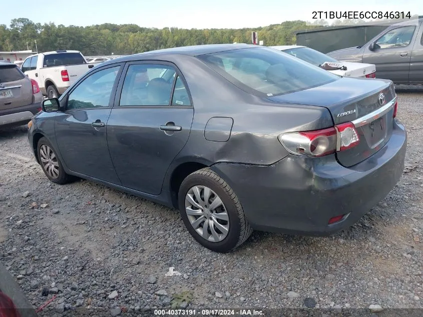 2012 Toyota Corolla Le VIN: 2T1BU4EE6CC846314 Lot: 40373191