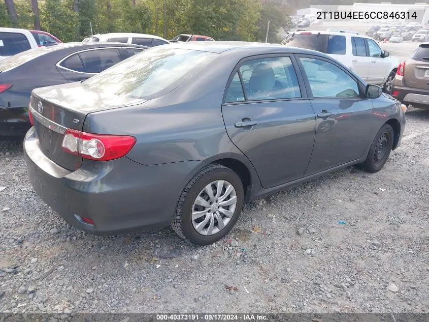 2012 Toyota Corolla Le VIN: 2T1BU4EE6CC846314 Lot: 40373191