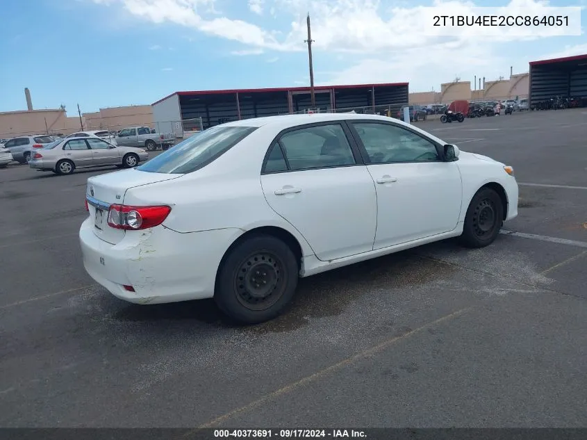 2012 Toyota Corolla Le VIN: 2T1BU4EE2CC864051 Lot: 40373691