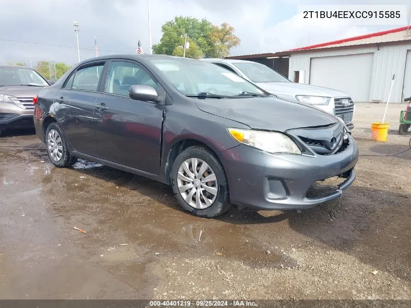 2012 Toyota Corolla Le VIN: 2T1BU4EEXCC915585 Lot: 40401219