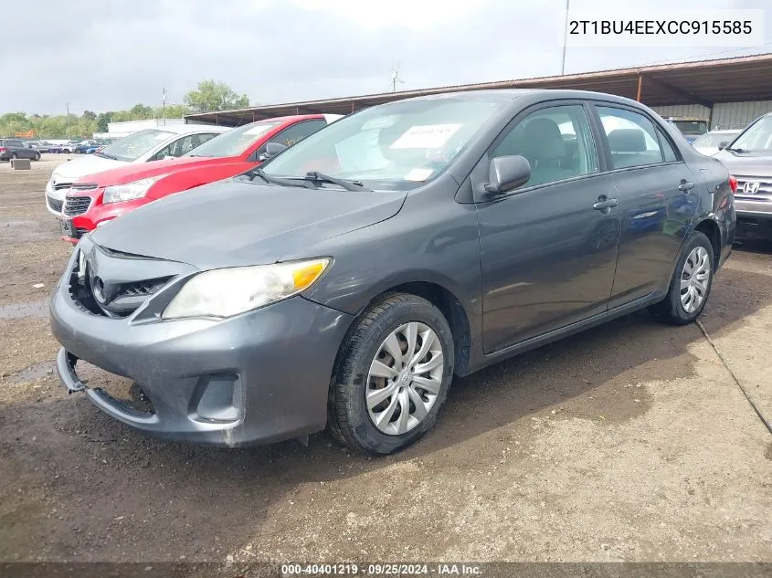 2012 Toyota Corolla Le VIN: 2T1BU4EEXCC915585 Lot: 40401219