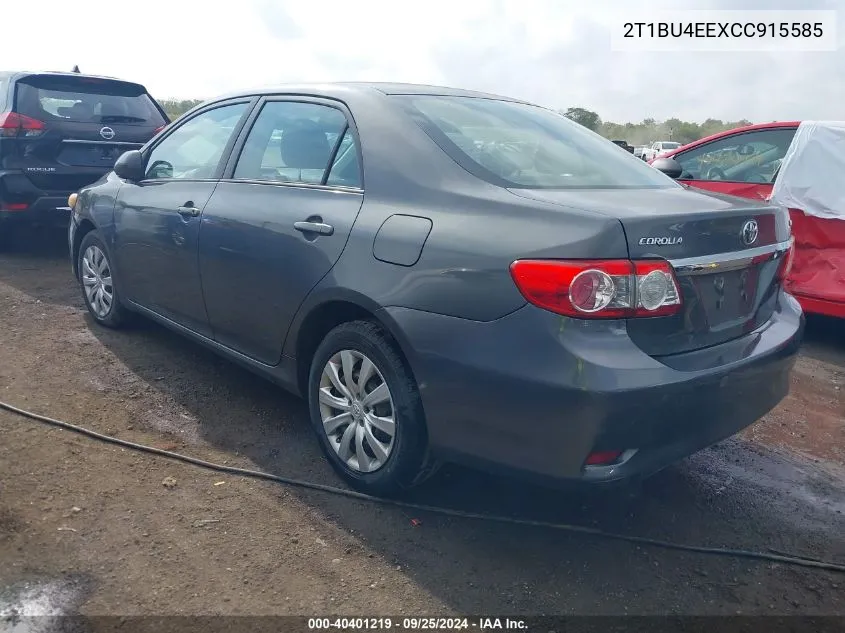 2012 Toyota Corolla Le VIN: 2T1BU4EEXCC915585 Lot: 40401219