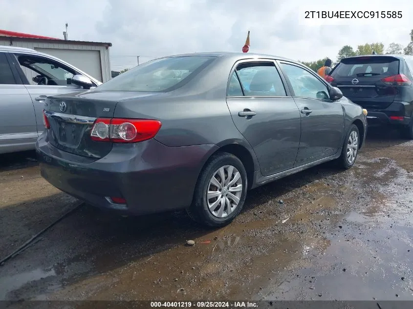 2012 Toyota Corolla Le VIN: 2T1BU4EEXCC915585 Lot: 40401219