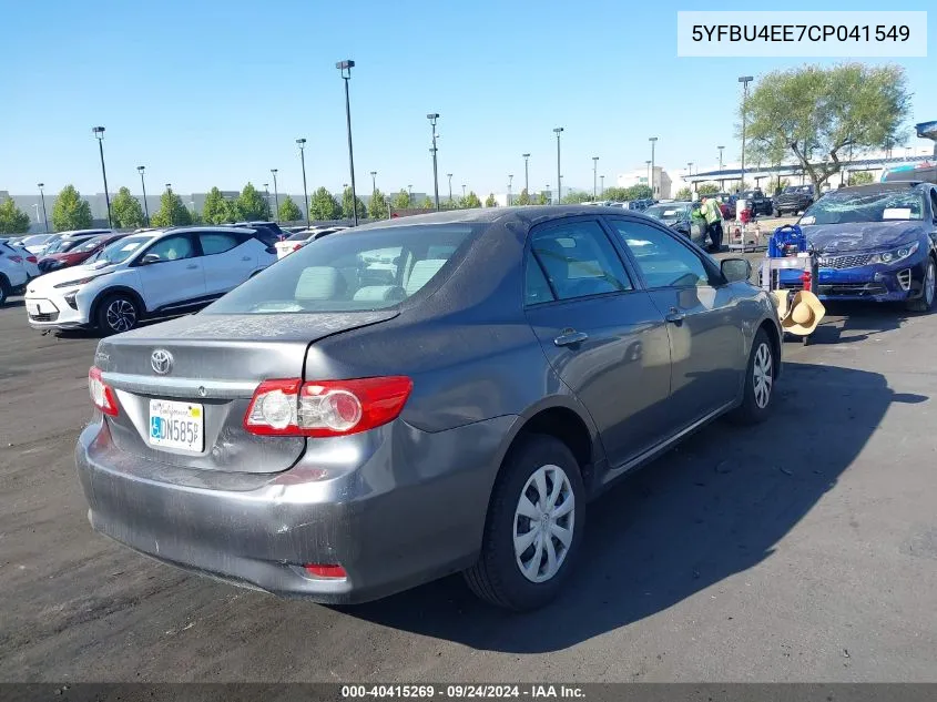 2012 Toyota Corolla L VIN: 5YFBU4EE7CP041549 Lot: 40415269