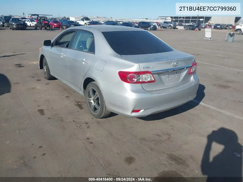 2012 Toyota Corolla Le VIN: 2T1BU4EE7CC799360 Lot: 40418400