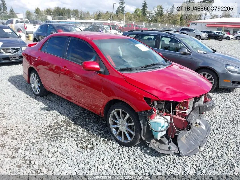 2012 Toyota Corolla S VIN: 2T1BU4EE6CC792206 Lot: 40435934