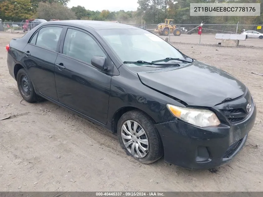 2012 Toyota Corolla Le VIN: 2T1BU4EE8CC778176 Lot: 40445337