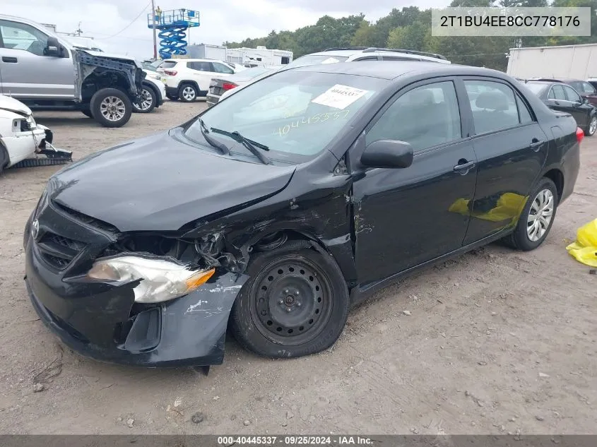 2012 Toyota Corolla Le VIN: 2T1BU4EE8CC778176 Lot: 40445337