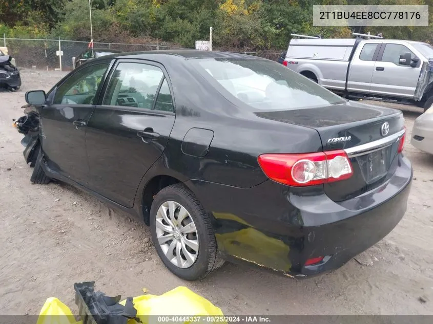 2012 Toyota Corolla Le VIN: 2T1BU4EE8CC778176 Lot: 40445337