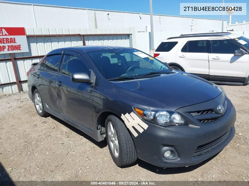 2012 Toyota Corolla S VIN: 2T1BU4EE8CC850428 Lot: 40451046