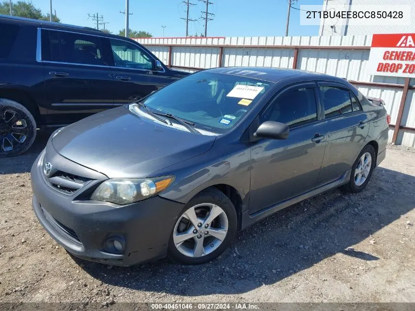 2012 Toyota Corolla S VIN: 2T1BU4EE8CC850428 Lot: 40451046