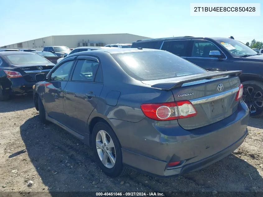 2012 Toyota Corolla S VIN: 2T1BU4EE8CC850428 Lot: 40451046