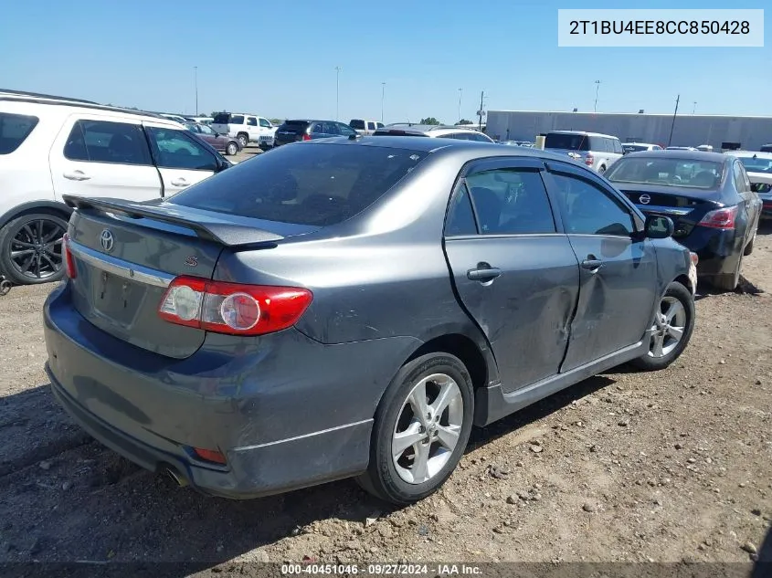 2012 Toyota Corolla S VIN: 2T1BU4EE8CC850428 Lot: 40451046