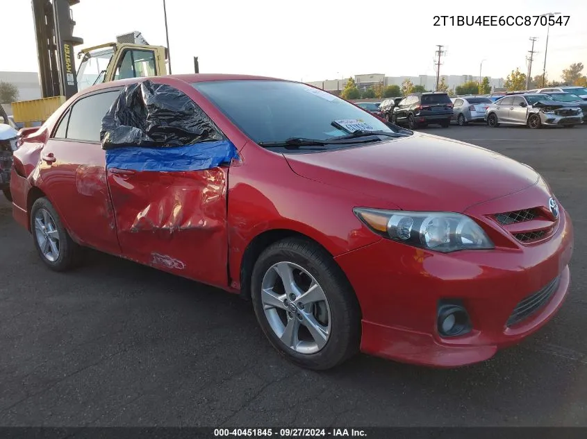 2012 Toyota Corolla S VIN: 2T1BU4EE6CC870547 Lot: 40451845