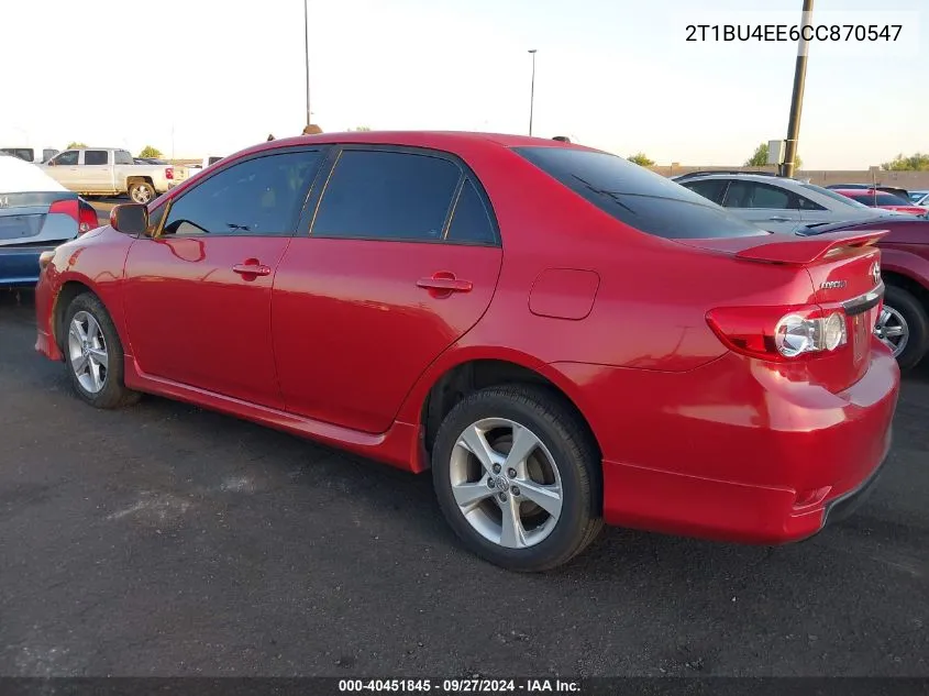 2012 Toyota Corolla S VIN: 2T1BU4EE6CC870547 Lot: 40451845