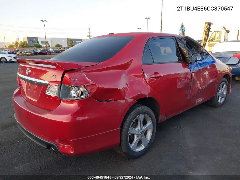 2012 Toyota Corolla S VIN: 2T1BU4EE6CC870547 Lot: 40451845