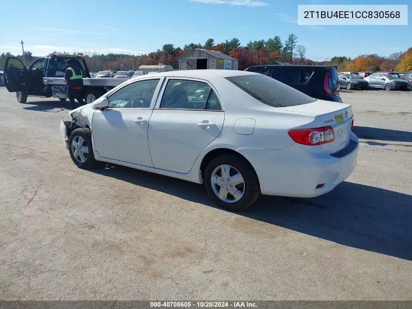 2012 Toyota Corolla L VIN: 2T1BU4EE1CC830568 Lot: 40708605