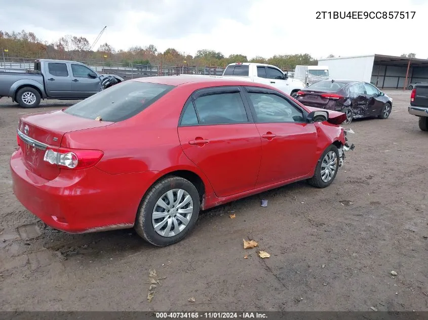 2012 Toyota Corolla Le VIN: 2T1BU4EE9CC857517 Lot: 40734165