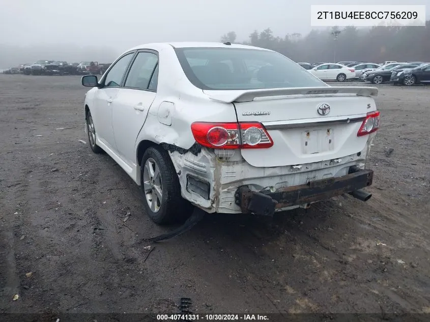 2012 Toyota Corolla S VIN: 2T1BU4EE8CC756209 Lot: 40741331