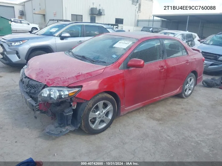 2012 Toyota Corolla S VIN: 2T1BU4EE9CC760088 Lot: 40742685