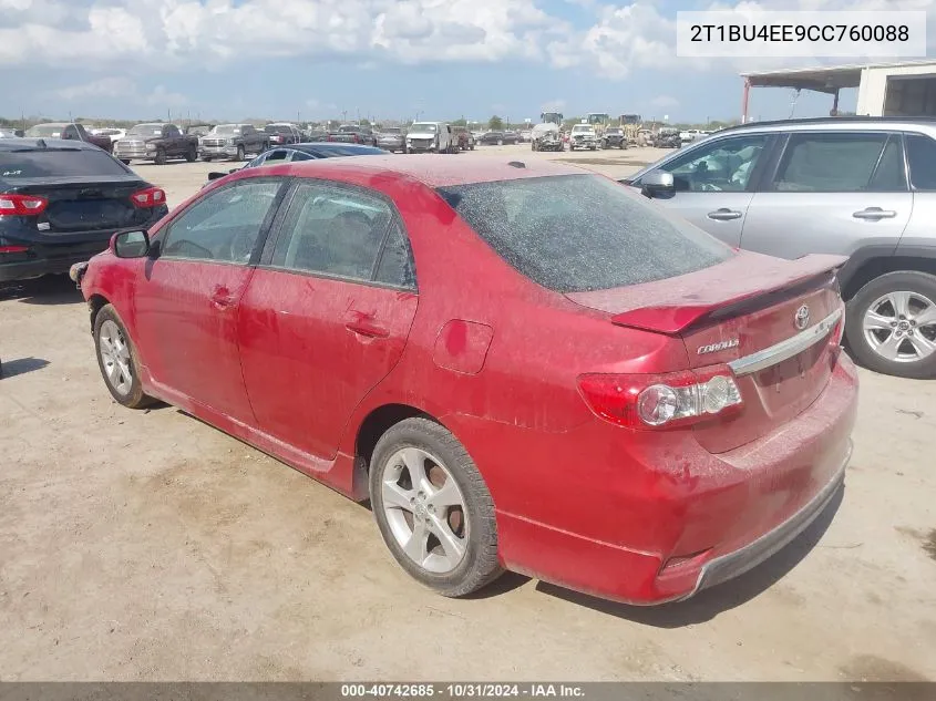 2012 Toyota Corolla S VIN: 2T1BU4EE9CC760088 Lot: 40742685