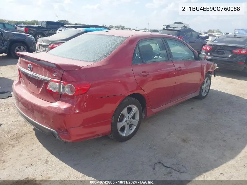 2012 Toyota Corolla S VIN: 2T1BU4EE9CC760088 Lot: 40742685