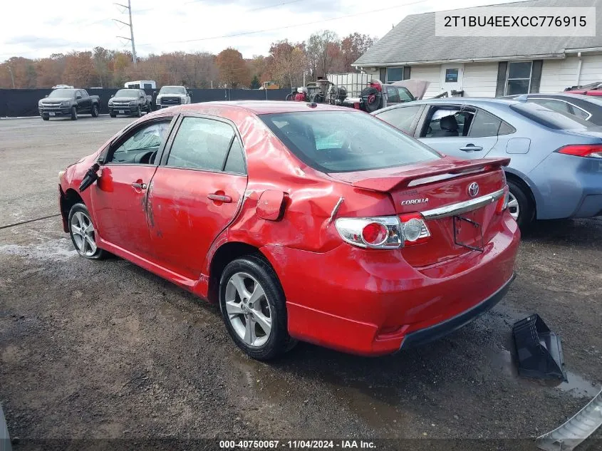 2012 Toyota Corolla S/Le VIN: 2T1BU4EEXCC776915 Lot: 40750067