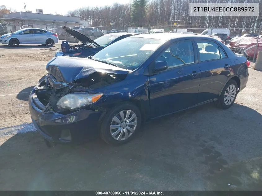 2012 Toyota Corolla Le VIN: 2T1BU4EE6CC889972 Lot: 40759050