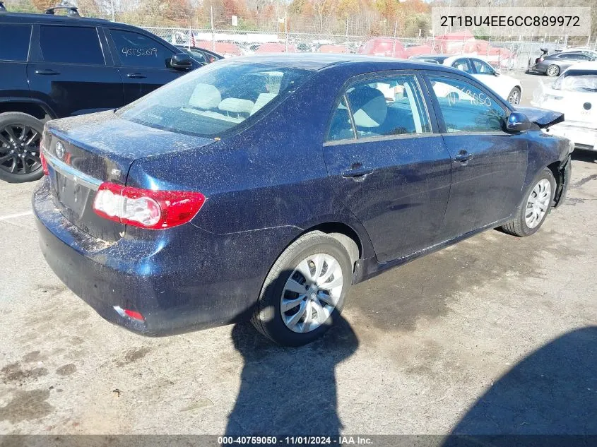 2012 Toyota Corolla Le VIN: 2T1BU4EE6CC889972 Lot: 40759050