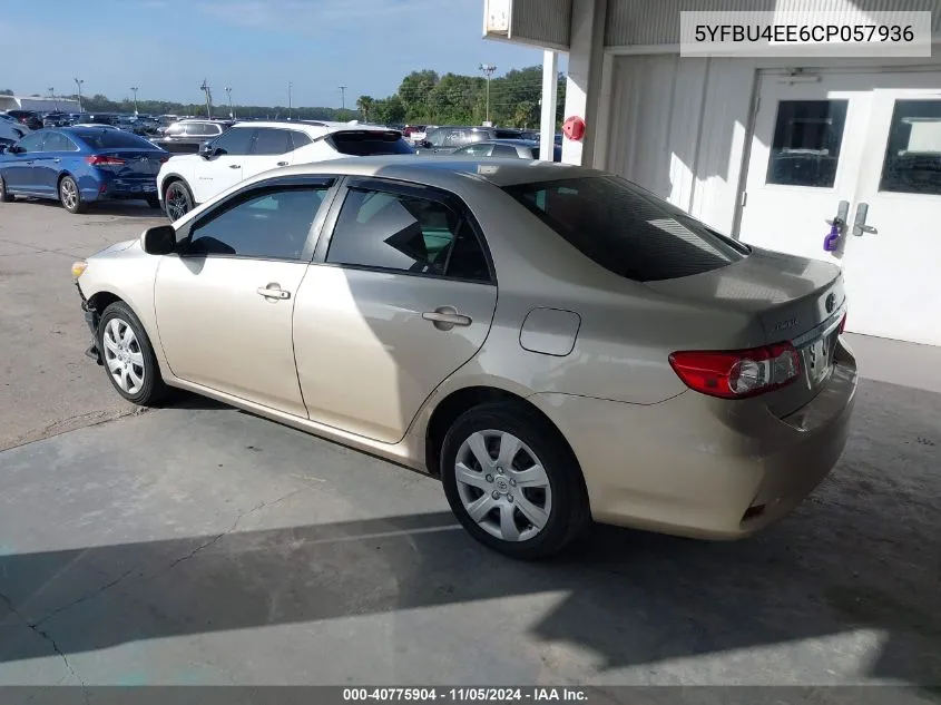 2012 Toyota Corolla Le VIN: 5YFBU4EE6CP057936 Lot: 40775904