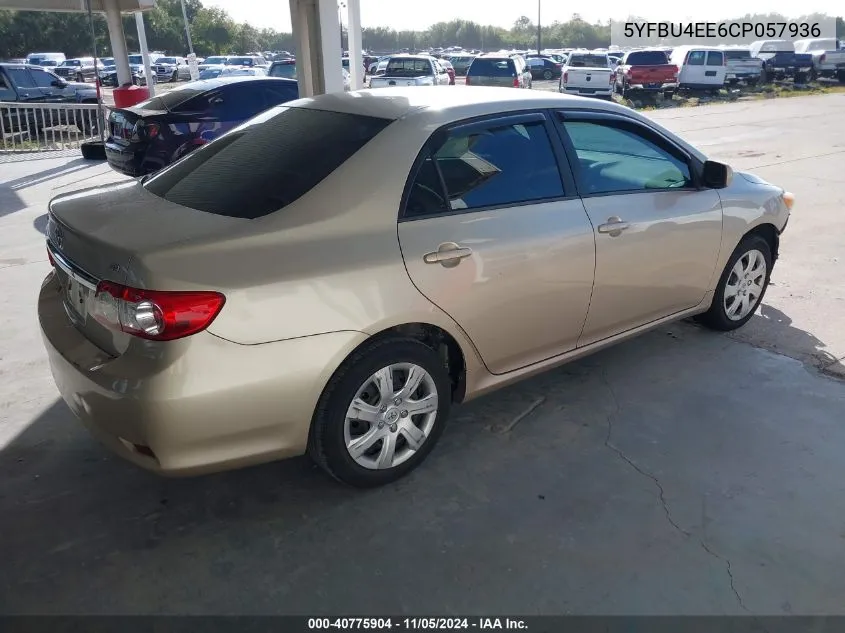 2012 Toyota Corolla Le VIN: 5YFBU4EE6CP057936 Lot: 40775904