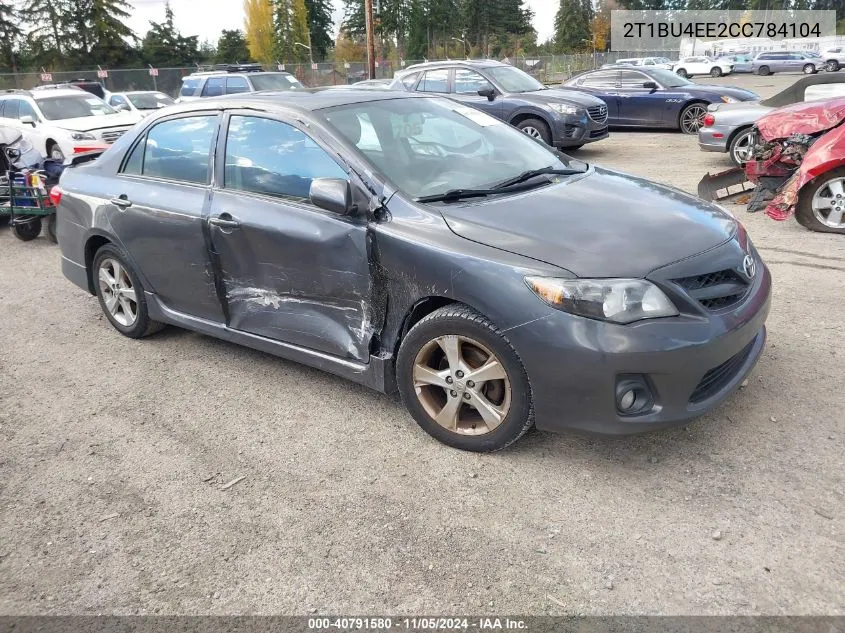 2012 Toyota Corolla S VIN: 2T1BU4EE2CC784104 Lot: 40791580