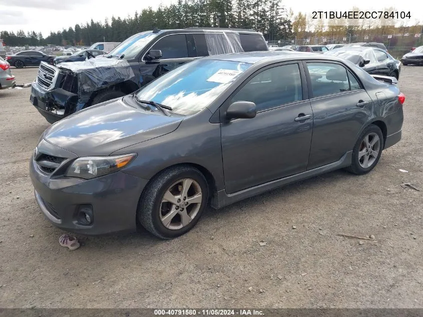 2012 Toyota Corolla S VIN: 2T1BU4EE2CC784104 Lot: 40791580