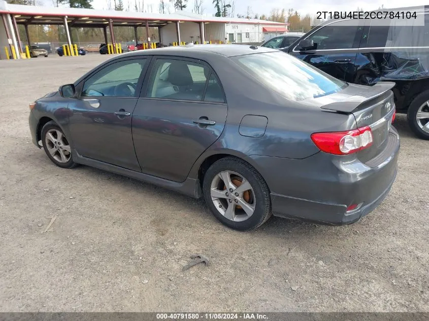 2012 Toyota Corolla S VIN: 2T1BU4EE2CC784104 Lot: 40791580