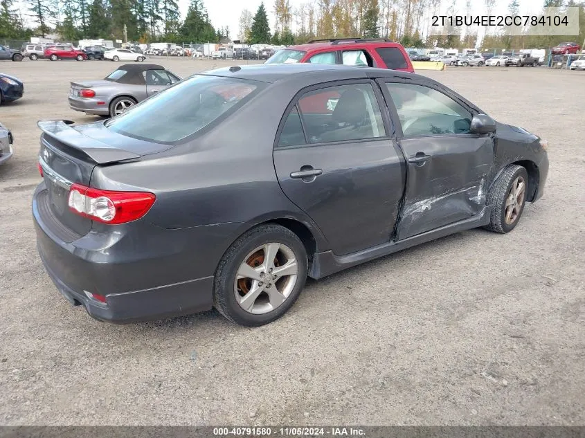 2012 Toyota Corolla S VIN: 2T1BU4EE2CC784104 Lot: 40791580